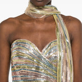 Abito lungo senza spalline con paillettes multicolore Elie saab - donna 