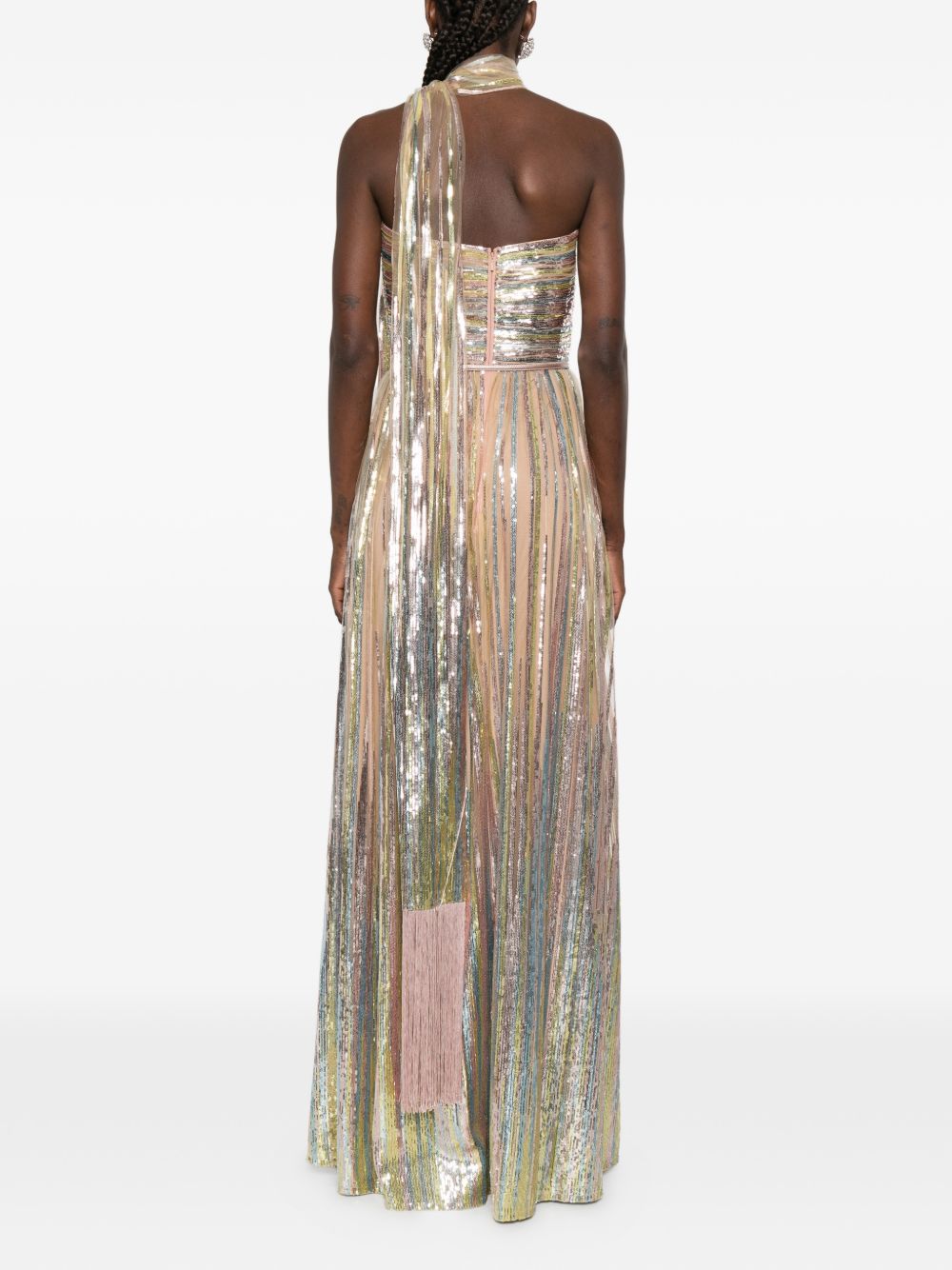Abito lungo senza spalline con paillettes multicolore Elie saab - donna 
