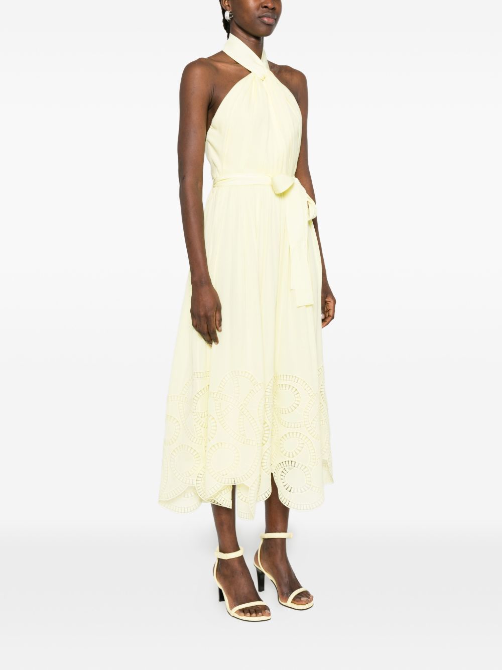 Abito midi con scollo all-americana in giallo Elie saab - donna 