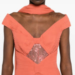 Abito da sera con dettaglio in pizzo in arancione Elie saab - donna 