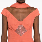 Abito da sera con dettaglio in pizzo in arancione Elie saab - donna 