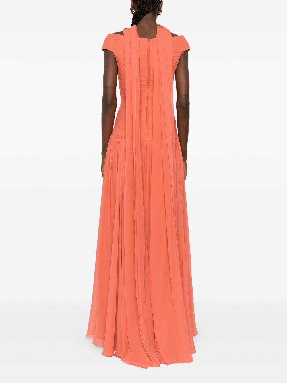 Abito da sera con dettaglio in pizzo in arancione Elie saab - donna 