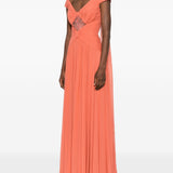 Abito da sera con dettaglio in pizzo in arancione Elie saab - donna 