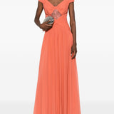 Abito da sera con dettaglio in pizzo in arancione Elie saab - donna 