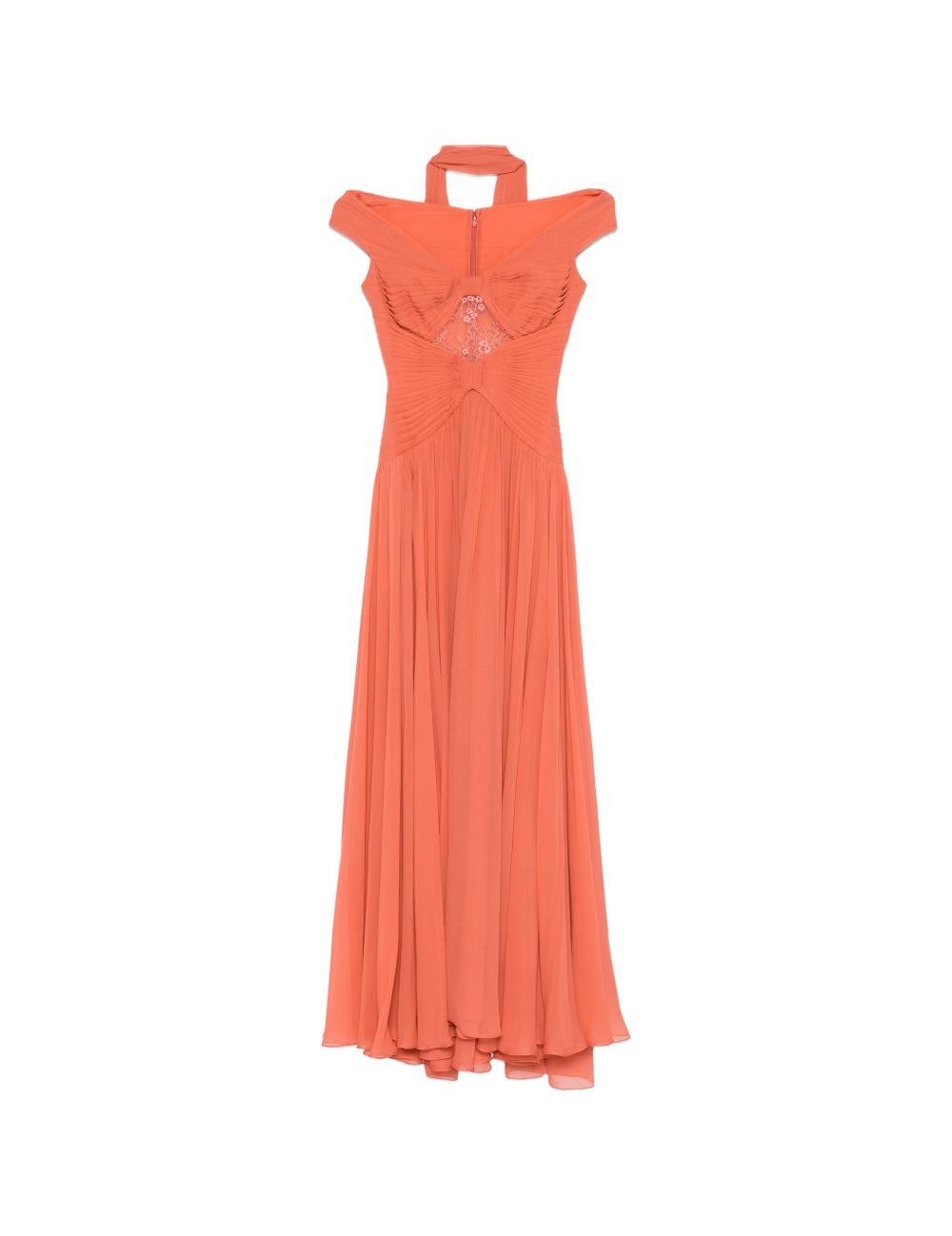 Abito da sera con dettaglio in pizzo in arancione Elie saab - donna 