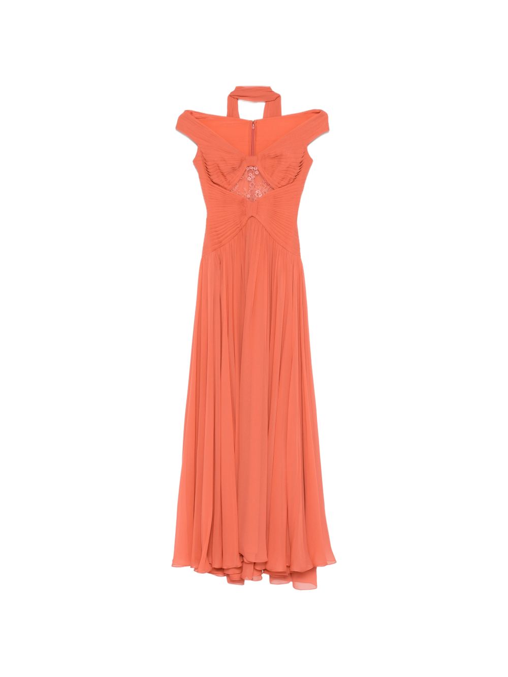 Abito da sera con dettaglio in pizzo in arancione Elie saab - donna 