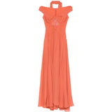 Abito da sera con dettaglio in pizzo in arancione Elie saab - donna 