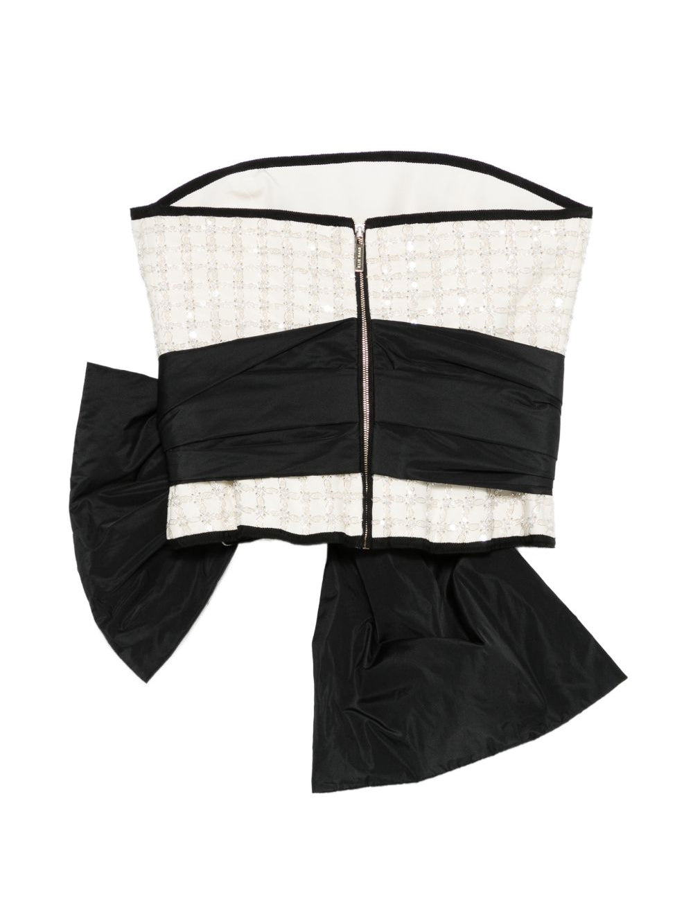 Top con fiocco in nero e avorio Elie Saab - donna 