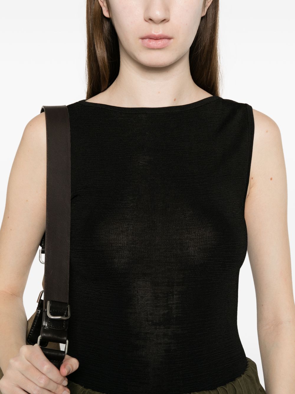 Body smanicato a girocollo in nero Entire studios - donna 