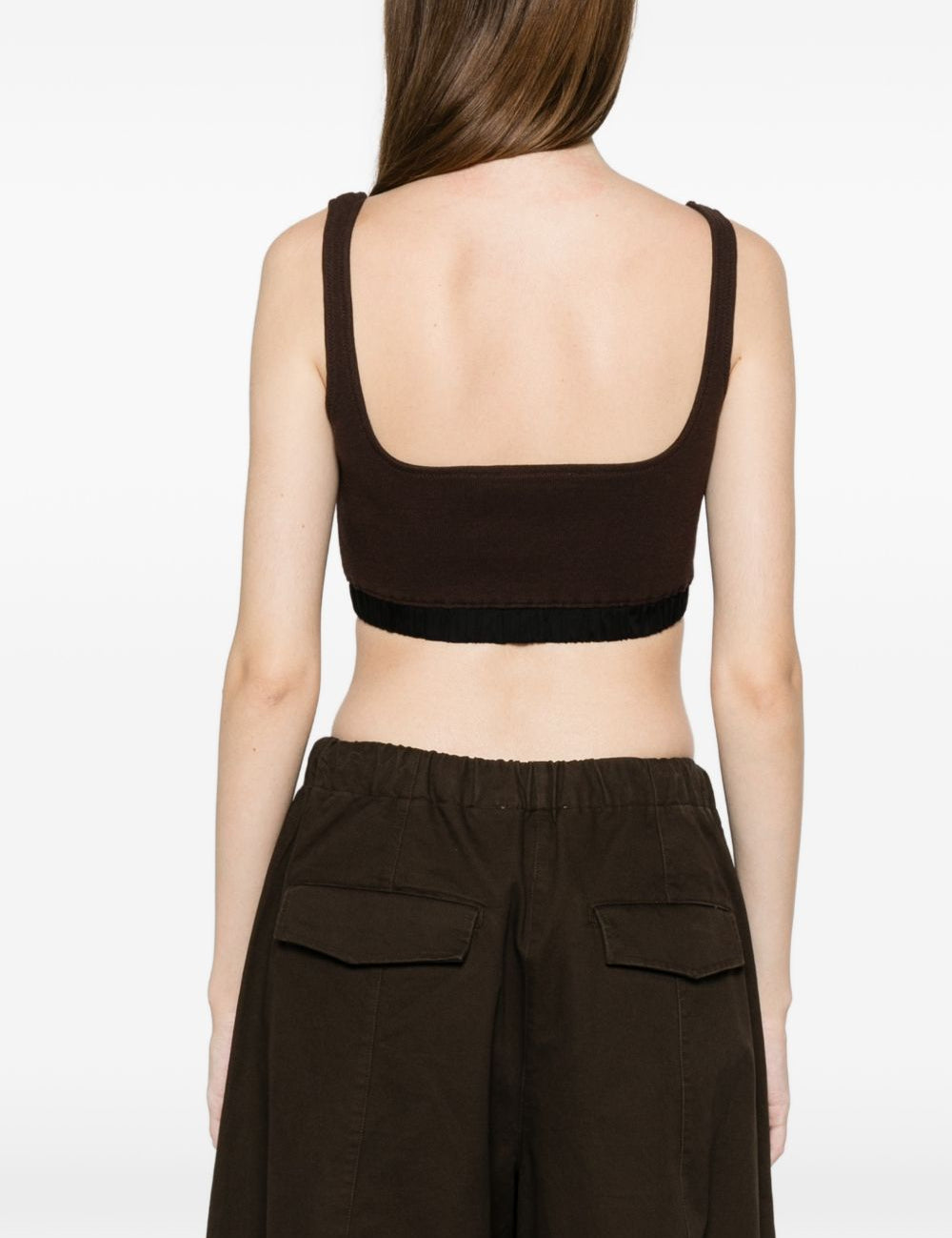 Top crop con logo in marrone Entire studios - donna 