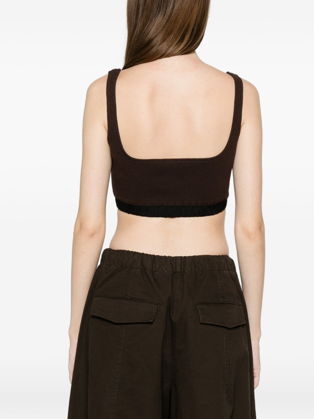 Top crop con logo in marrone Entire studios - donna 