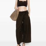 Top crop con logo in marrone Entire studios - donna 