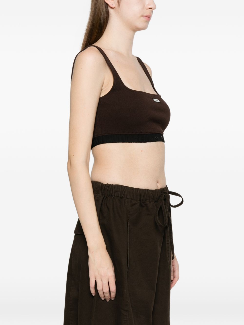 Top crop con logo in marrone Entire studios - donna 