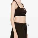 Top crop con logo in marrone Entire studios - donna 