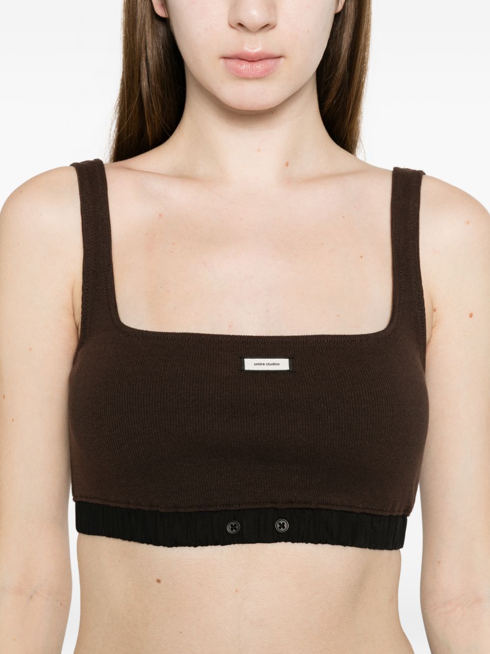 Top crop con logo in marrone Entire studios - donna 