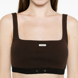 Top crop con logo in marrone Entire studios - donna 