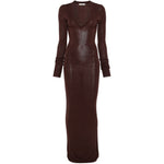 ABITO LUNGO SCOLLO A V in marrone Entire Studios - donna 