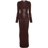 ABITO LUNGO SCOLLO A V in marrone Entire Studios - donna 