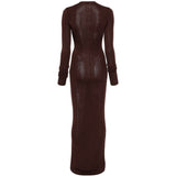ABITO LUNGO SCOLLO A V in marrone Entire Studios - donna 