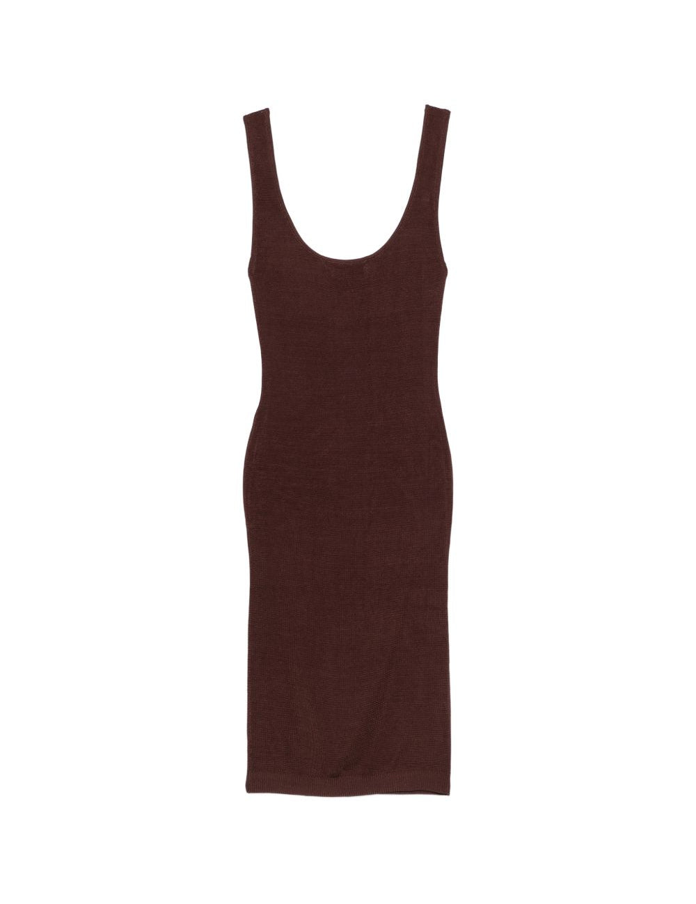 ABITO MIDI SCOLLO ROTONDO IN MARRONE Entire Studios - donna 