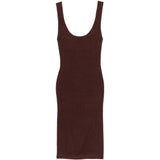 ABITO MIDI SCOLLO ROTONDO IN MARRONE Entire Studios - donna 