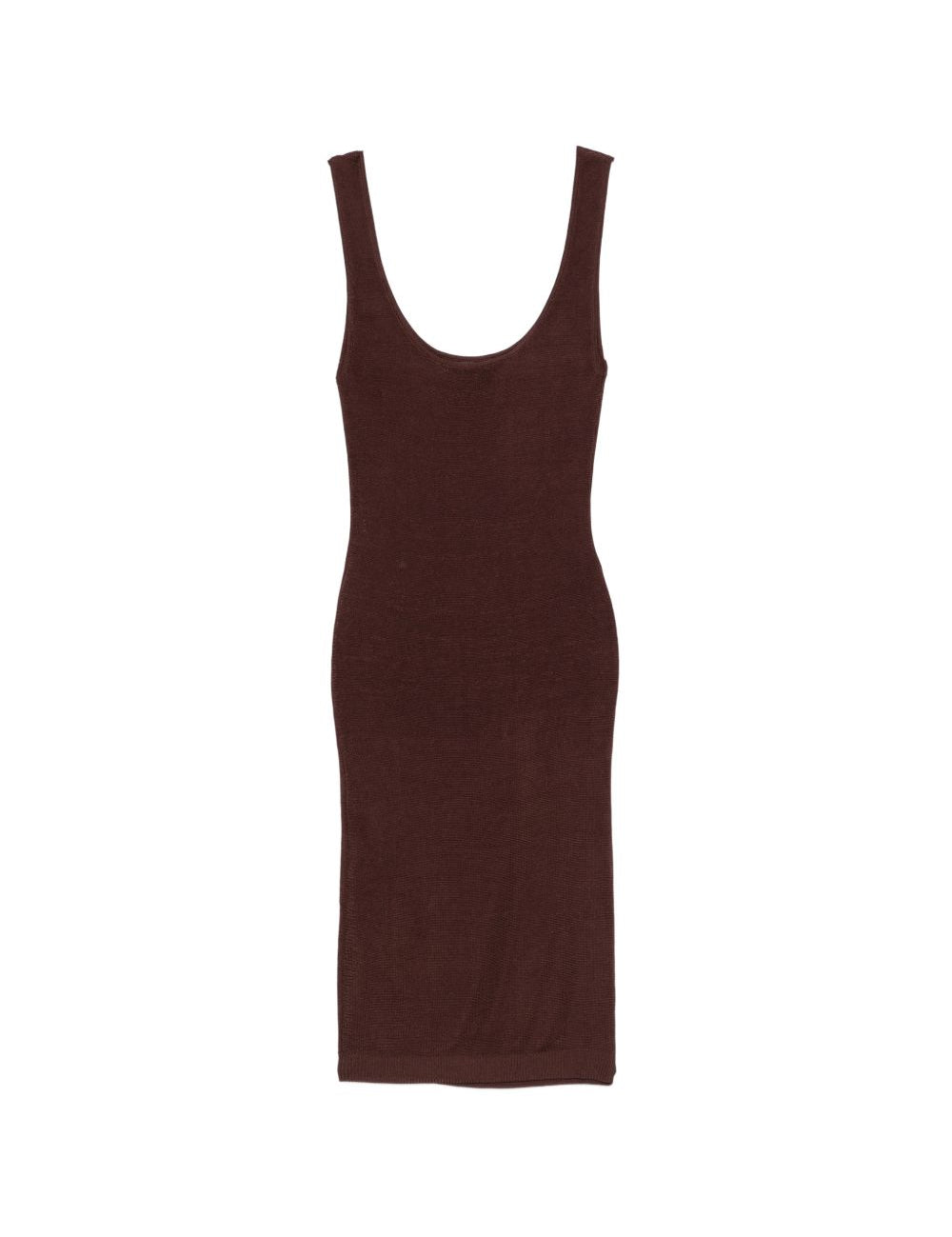 ABITO MIDI SCOLLO ROTONDO IN MARRONE Entire Studios - donna 