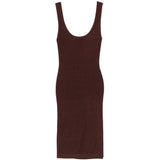 ABITO MIDI SCOLLO ROTONDO IN MARRONE Entire Studios - donna 