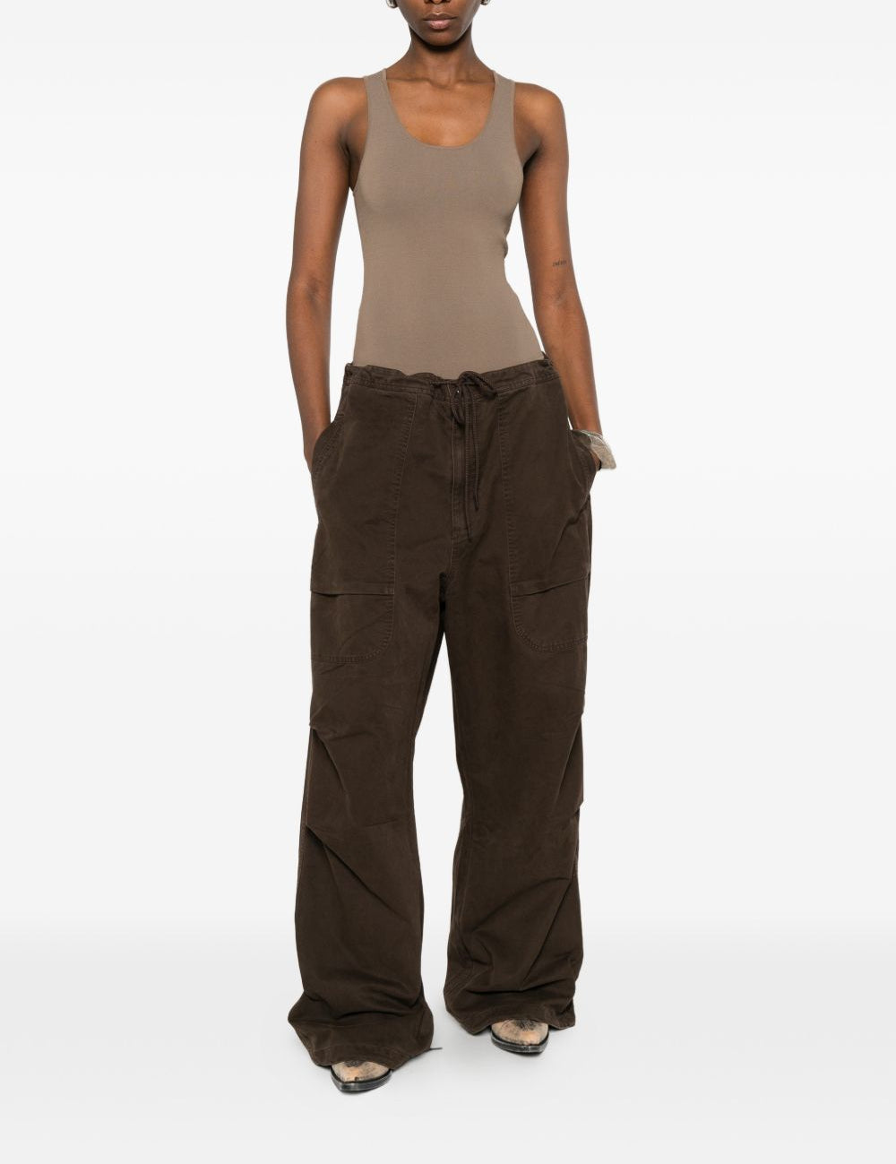 Pantaloni cargo con coulisse in marrone Entire studios - unisex 