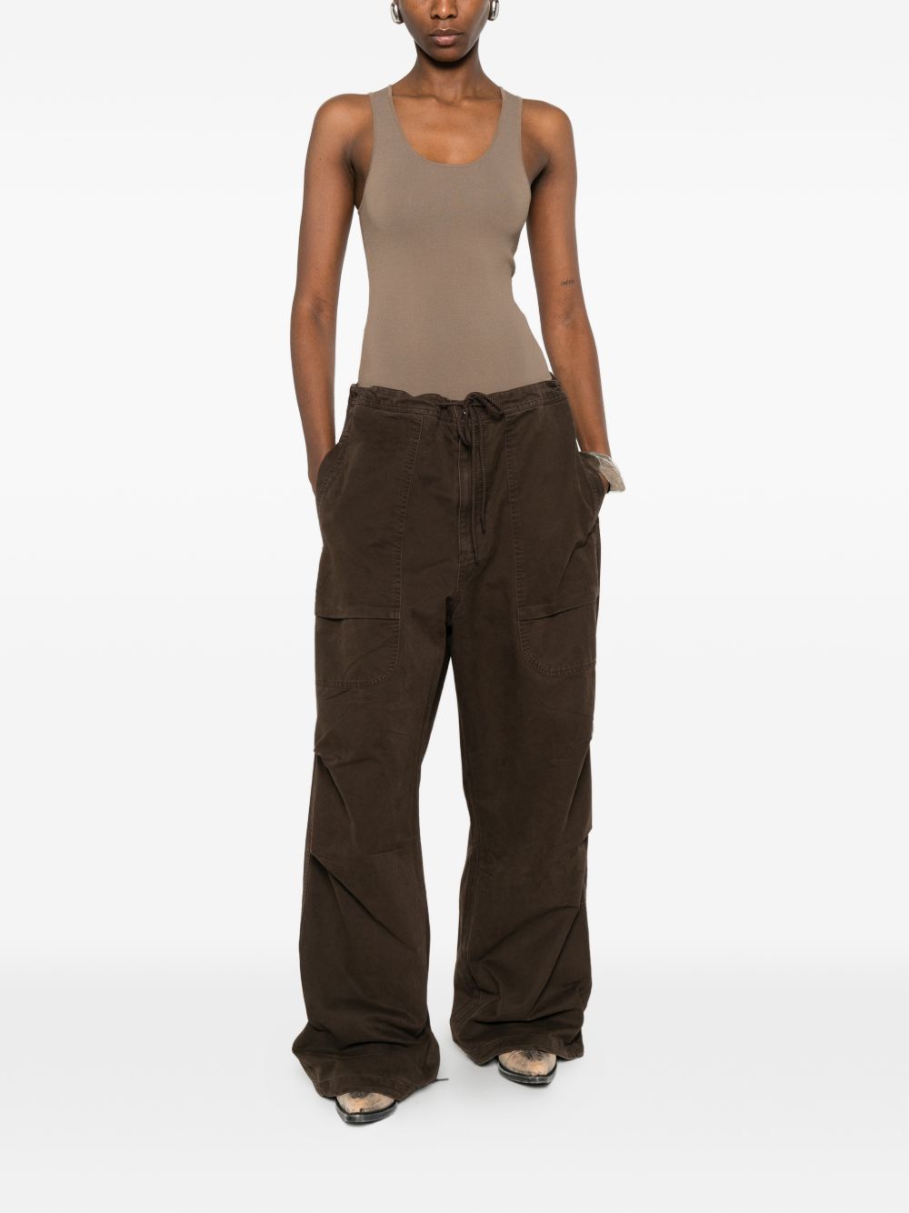 Pantaloni cargo con coulisse in marrone Entire studios - unisex 
