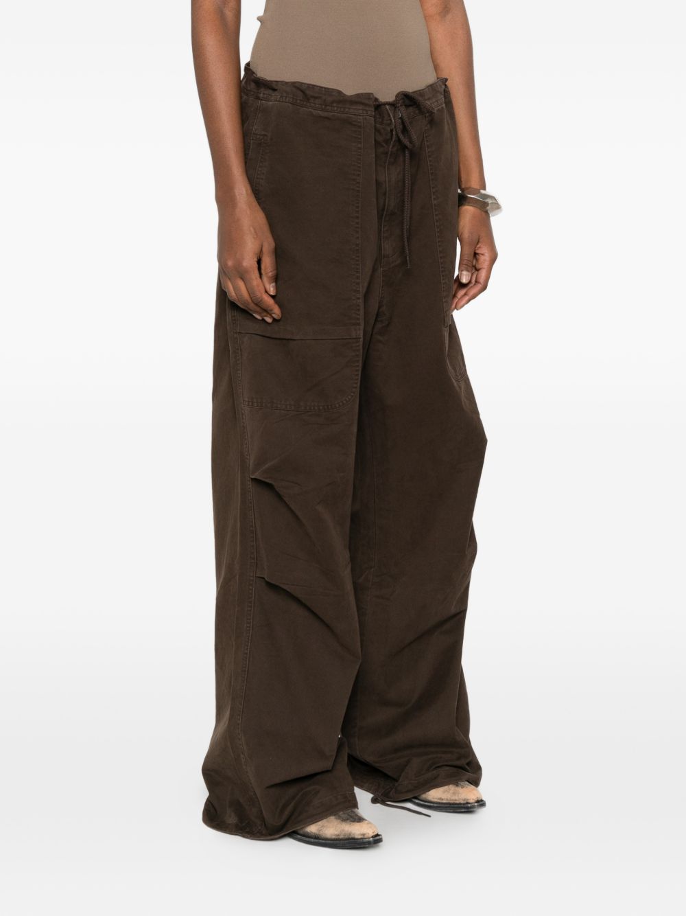 Pantaloni cargo con coulisse in marrone Entire studios - unisex 