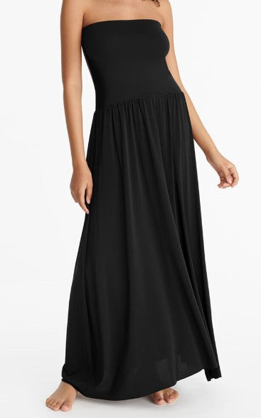 Copricostume lungo a fascia in nero Oda Eres - donna 