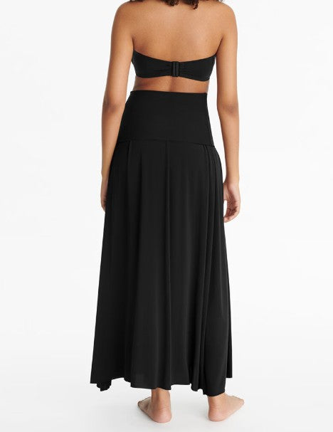 Copricostume lungo a fascia in nero Oda Eres - donna 