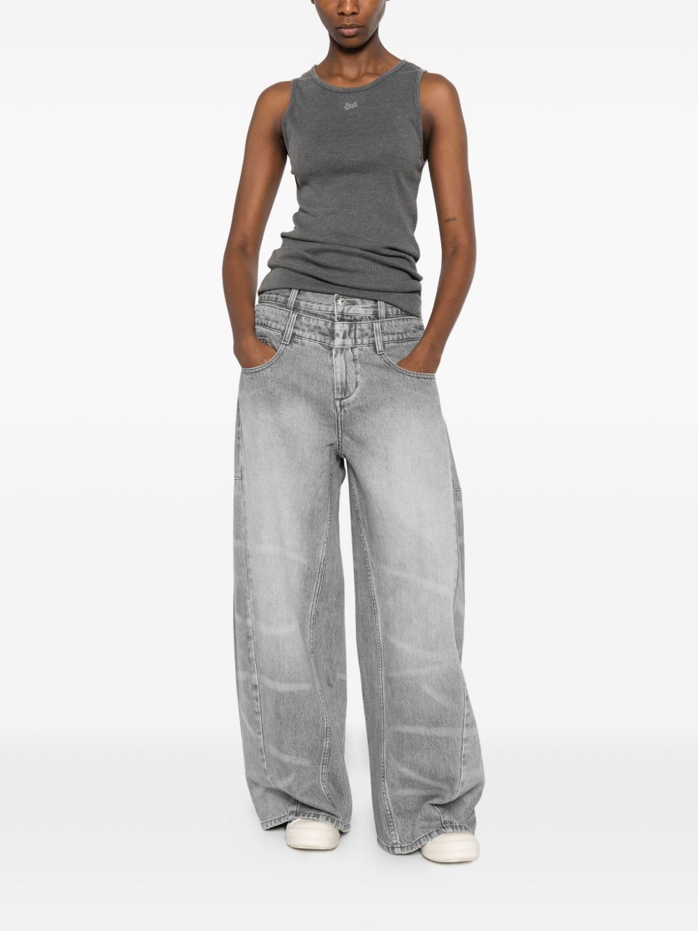 Top a costine in grigio Erl - unisex 
