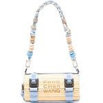 Borsa in bambù con tracolla intrecciata rimovibile in beige e celeste Feng chen wang - unisex 