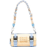 Borsa in bambù con tracolla intrecciata rimovibile in beige e celeste Feng chen wang - unisex 