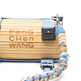 Borsa in bambù con tracolla intrecciata rimovibile in beige e celeste Feng chen wang - unisex 