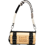 Borsa in bambù con tracolla intrecciata rimovibile in beige e nero Feng chen wang - unisex 