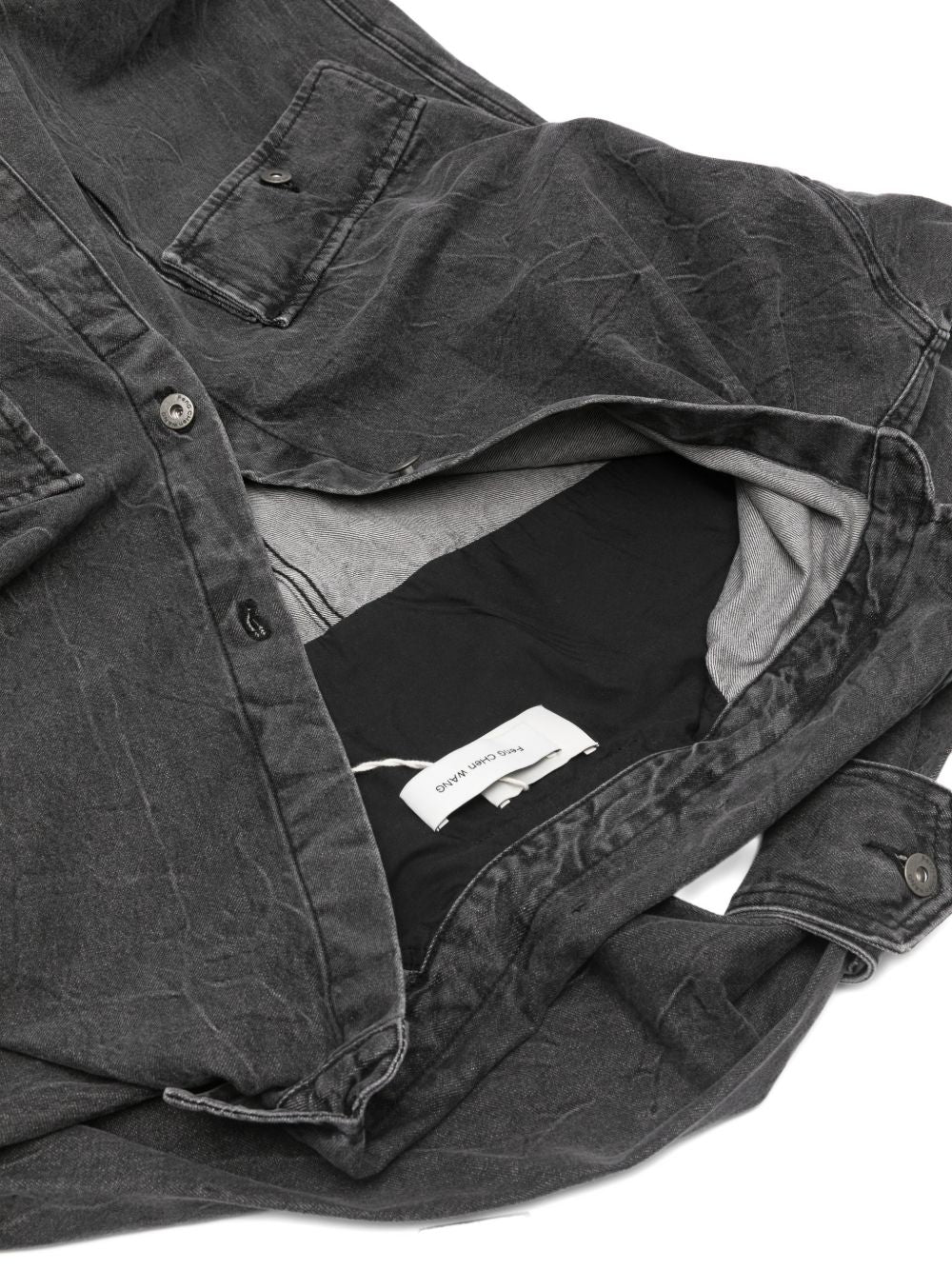 Borsa a spalla con tasche in grigio Feng Chen Wang - uomo 