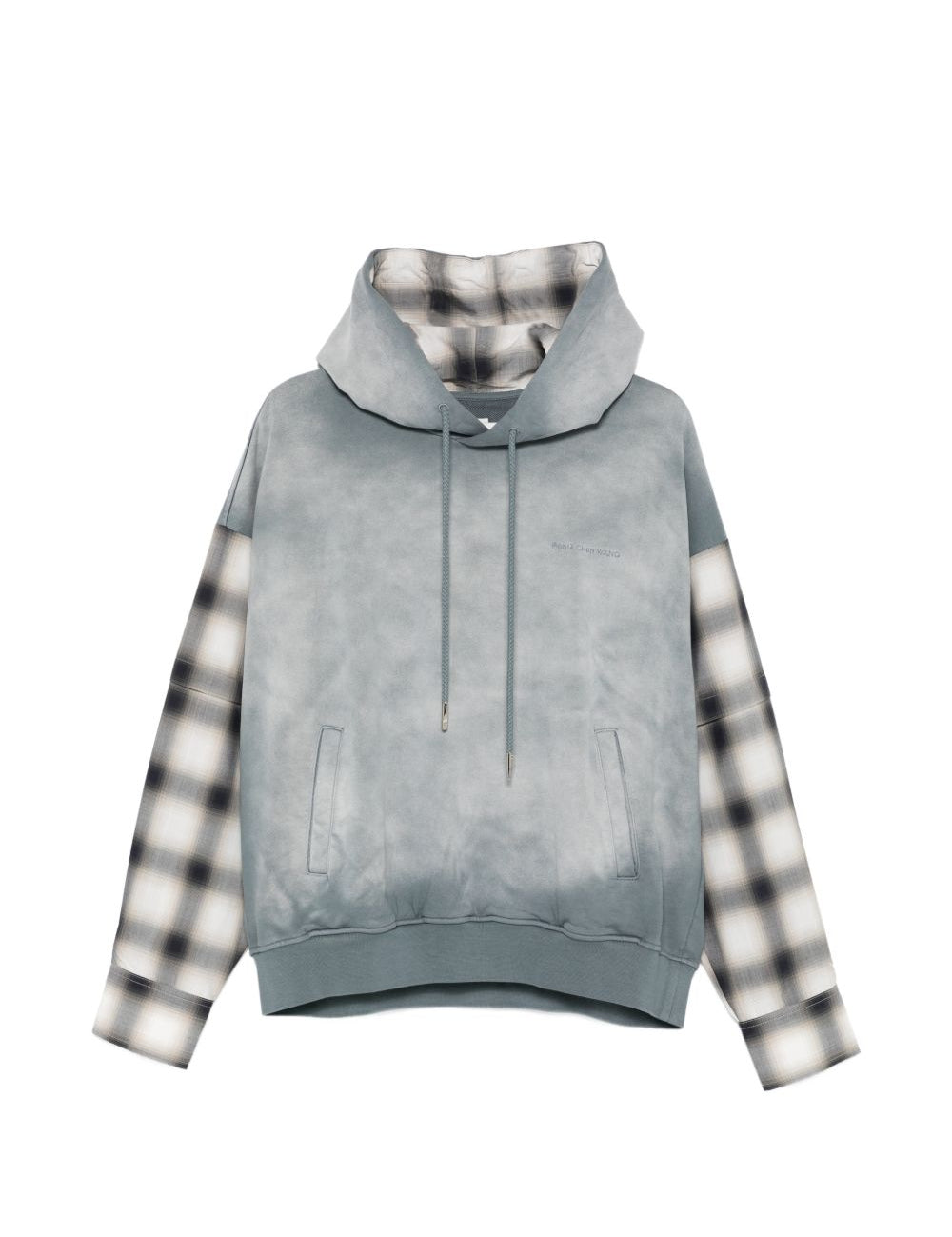 Felpa con maniche a quadri in grigio Feng chen wang - uomo 