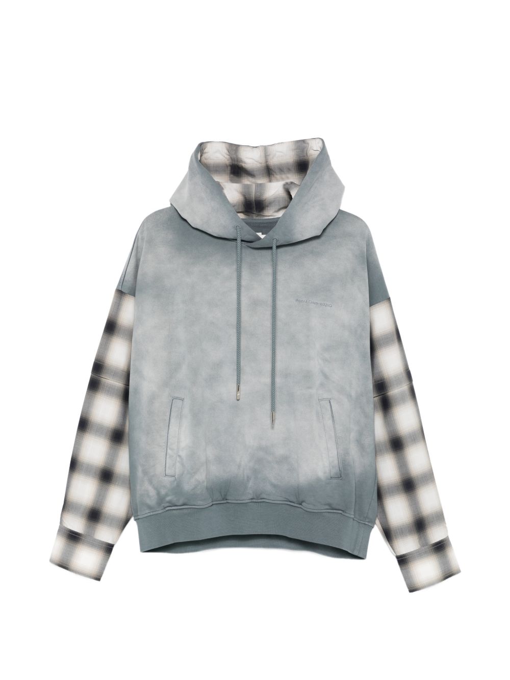 Felpa con maniche a quadri in grigio Feng chen wang - uomo 