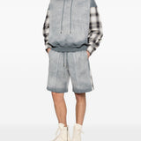 Felpa con maniche a quadri in grigio Feng chen wang - uomo 