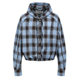 Giacca a quadri con cappuccio in blu Feng Chen Wang - uomo 
