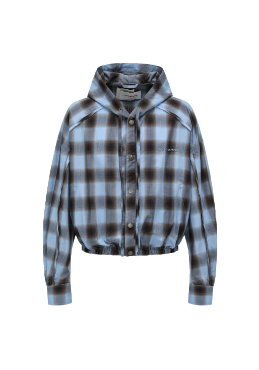 Giacca a quadri con cappuccio in blu Feng Chen Wang - uomo 