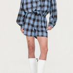 Giacca a quadri con cappuccio in blu Feng Chen Wang - uomo 