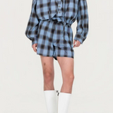Giacca a quadri con cappuccio in blu Feng Chen Wang - uomo 