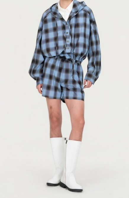 Giacca a quadri con cappuccio in blu Feng Chen Wang - uomo 