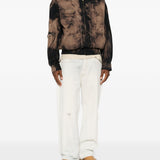 Giacca tie-dye con effetto vissuto in nero e kaki Feng chen wang - uomo 
