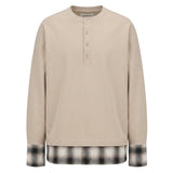 T-shirt a maniche lunghe con design 2 in 1 in beige 