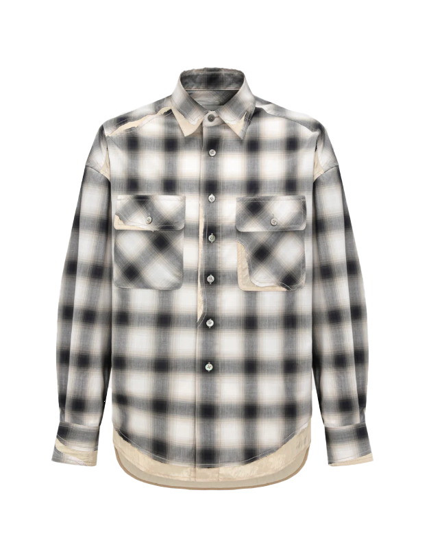 Camicia a quadri on tasche in blu e beige Feng Chen Wang - uomo 