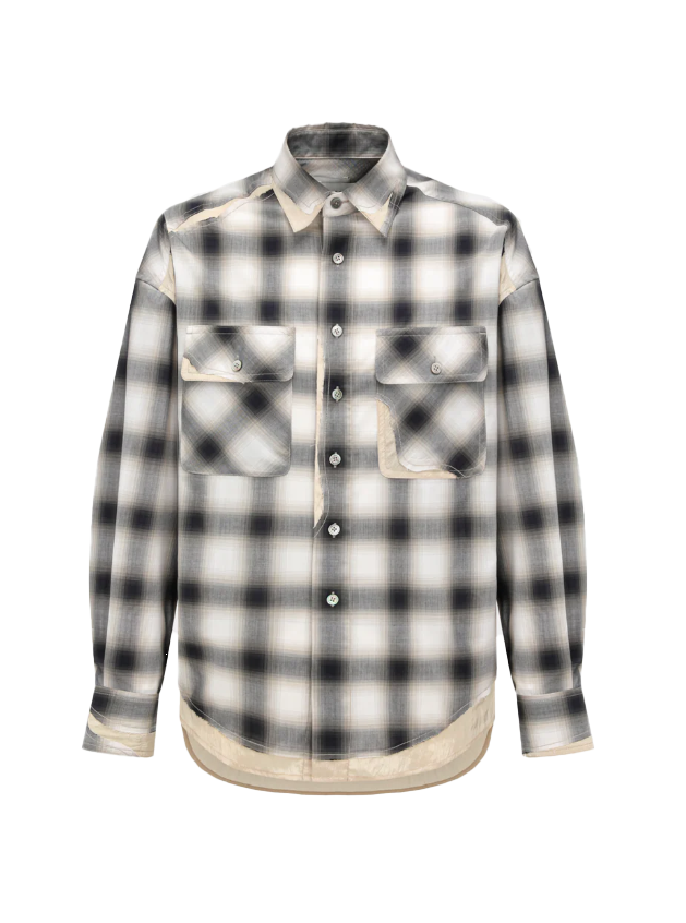 Camicia a quadri on tasche in blu e beige Feng Chen Wang - uomo 